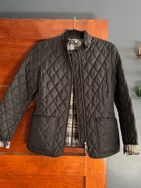 L.L. Bean Black Quilted Lightweight Jacket with Plaid Lining